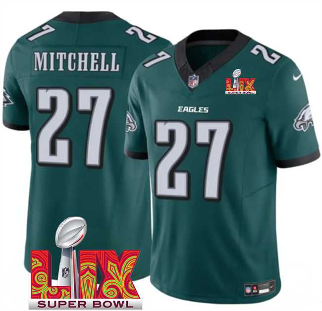 Men & Women & Youth Philadelphia Eagles #27 Quinyon Mitchell Green 2025 Super Bowl LIX Patch New F.U.S.E. Vapor Untouchable Limited Stitched Jersey